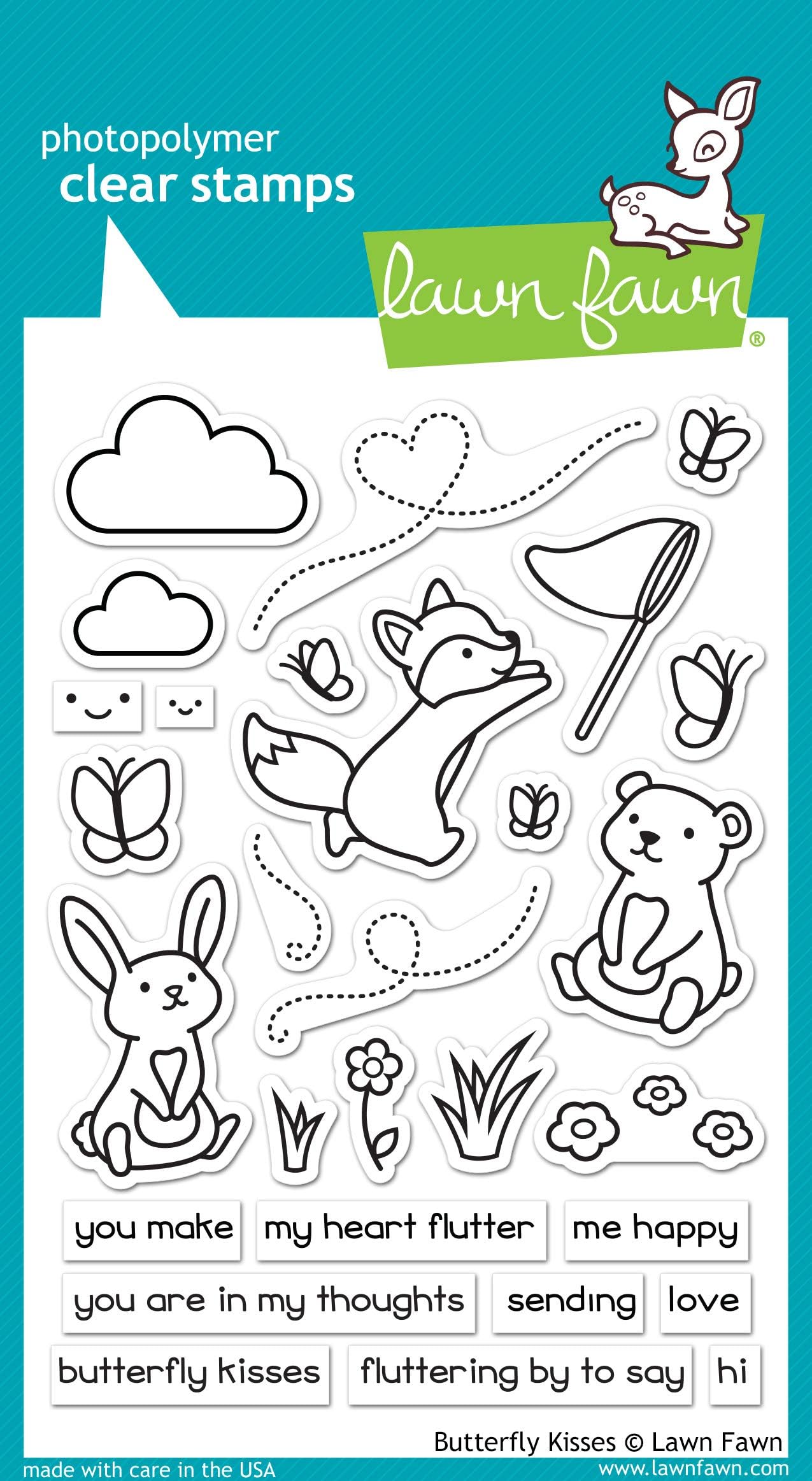 Lawn Fawn Clear Stamps 4"X6"-Butterfly Kisses -LF1882