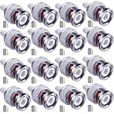 BNC Male Connector 16 Pcs RG58 Crimp on BNC Male Plug Coaxial Connector | 50 Ohm Crimp on BNC Male Plug Connector RG58 BNC Male Connector for 50 Ohm RG58 LMR195 RG142 Coaxial Cable Solder Converter