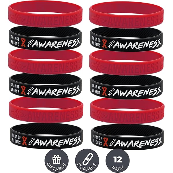 Amazon.com: (12-pack) Red Awareness Ribbon Bracelets, Variety Pack