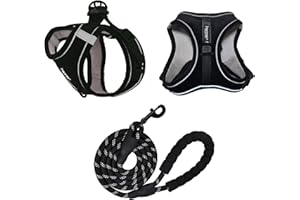 Hepper Cat Harness and Leash Escape Proof Set - Black Tactical Cat Harness with Reflective Safety Strips - Kitten or Cat Vest/Cat Jacket/Cat Walker (XS)