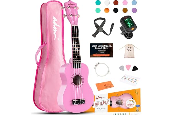 ADM Soprano Ukulele for Beginners 21 Inch Hawaiian Wood Ukelele Kit for Kids Adult Student Starter Professional Ukalelee Pack