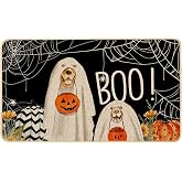 Baccessor Halloween Boo Dog Doormat, Ghost Dogs Spider Web Pumpkin Front Door Welcome Mat Anti-Slip Rubber Backing Entrance Holiday Seasonal Floor Decoration 17 x 29 Inch