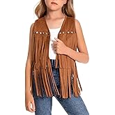 Happy Cherry 2025 Girls Suede Fringe Vest Sleeveless Rivets Jacket Boho Tassels Cardigan Western Cowgirl