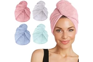 Turbie Twist Microfiber Hair Towel Wrap [4 Pack] – The Original Microfiber Hair Wrap As Seen On TV! Pink, Blue, Purple and Aq
