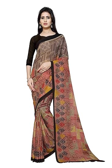 Womens Georgette Saree with unstich Blouse