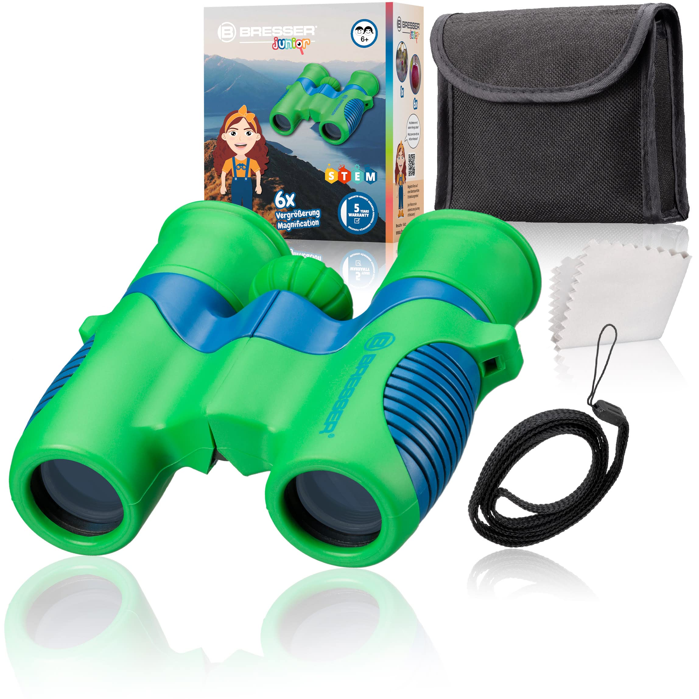 Bresser Junior Children Binoculars 6x21 - Green/Blue