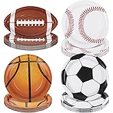 durony 96 Pieces Sports Theme Birthday Party Supplies 9 Inch Disposable Paper Tableware Plates Baseball Plates Basketball Soccer Football Plate for Mixed Sports Ball Party Gameday Decorations