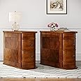 Wood End Table with 2 Drawers, No Assembly Required Narrow Sofa Side Table for Living Room, Vintage Slim Nightstand Bedside Table for Bedroom, Finished Back (2 Drawers, 2 Pcs)