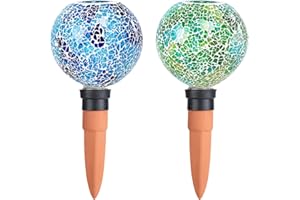 Chonsun Terracotta Watering Spikes Mosaic Plant Watering Globes for Outdoor Plants 2 Pack Automatic Plant Waterer Indoor for Pots Garden Office