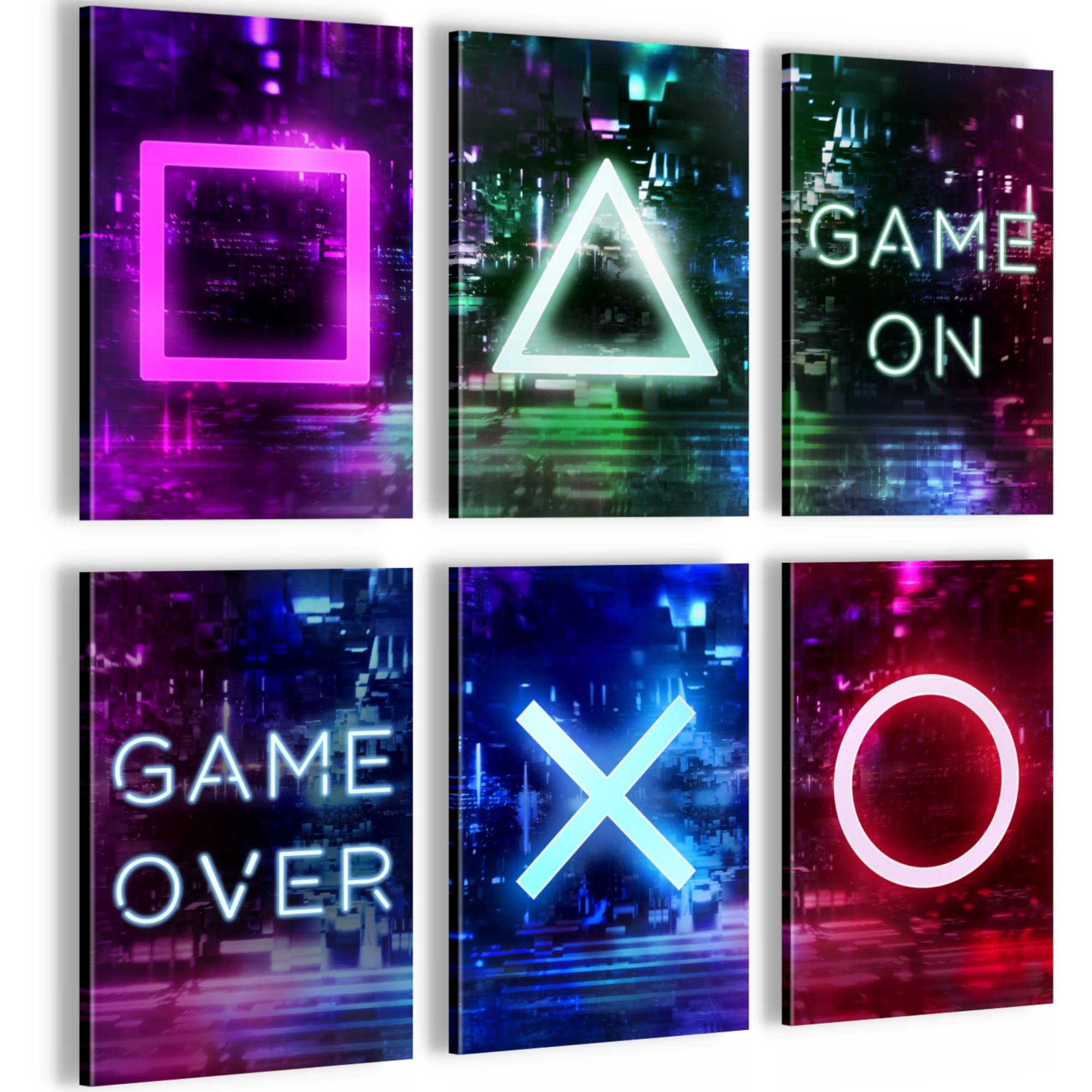 Canvas Game Console Gamer - Completely Ready to Hang - Stylish Decoration - 6 Pictures Set - Teenager Living Room N021364a — image 1