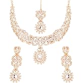 Touchstone Indian jewelry sets for women wedding gold kundan necklace traditional earrings tikka bollywood party style white 