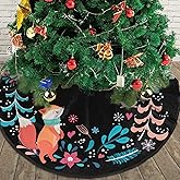 Forest Fox Christmas Tree Skirt Holiday Party Traditional Xmas Tree Mat Ornaments Tree Skirt for Christmas Decoration 36 Inch