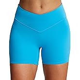 Aoxjox Vanity Workout Biker Shorts for Women V Waist Tummy Control High Waisted Hidden Scrunch Running Yoga Short 4.5"