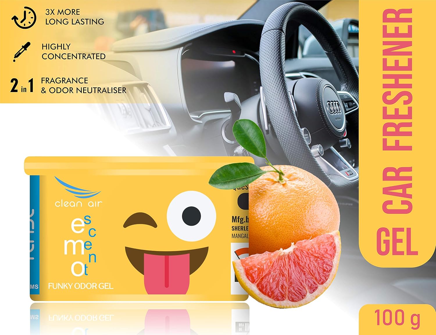 Clean Air Car Odor Absorbing Gel Tease 100 g Amazon.in Car