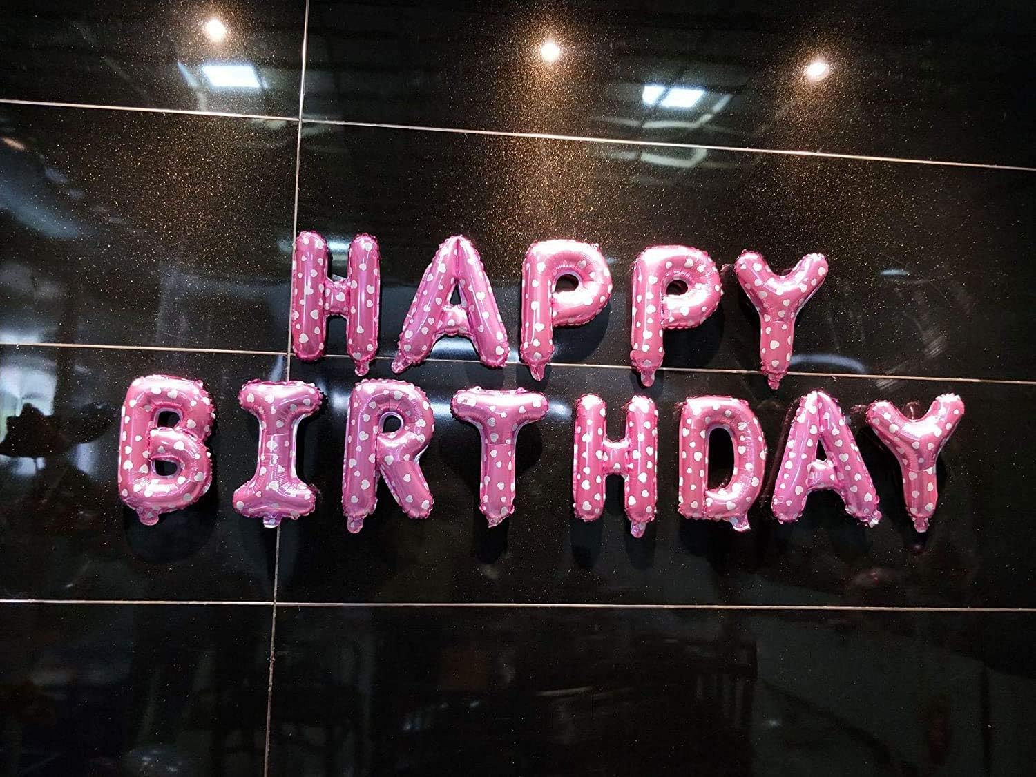 Happy Birthday Balloons Banner Balloon Bunting Party Decoration Self Inflating 16 inch 13 Pcs Letters Foil Balloons,Party Decorations Supplies,Huge 3D Balloon for Party Decoration(Heart Pattern Pink) - Image 5