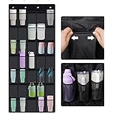 NiHome Multi-Functional 35 Pockets Door Hanging Organizer for Stanley Tumbler in Kitchen, Pantry, Bedroom, Bathroom, Large Capacity Elastic Mesh Secure Storage Cup Holder, Foldable for Home and RV Use