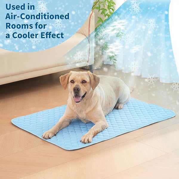 MARUNDA SELF DOG COOLING MAT, WASHABLE ICE SILK COOLING MAT FOR SMALL MEDIUM LARGE DOGS AND CATS, PET SLEEPING PAD FOR CRATE, BED, INDOOR,CAR SEATS., BLUE