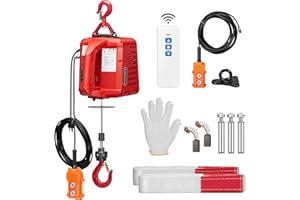 VIVOHOME 3-in-1 Electric Hoist Winch 1540lbs, 110V Portable Power Winch Crane with Wire and Wireless Remote Control, 40ft Lifting Height for Towing, Overload Protection for Garage, Factory, Warehouse
