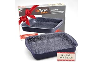 DaTerra Cucina Nonstick Roasting & Lasagna Pan – 16"x12"x3", Ceramic-Coated, Oven & Stovetop Safe to 600°F, Sturdy Base, PTFE, PFOA & Lead-Free, Durable & Stylish Deep Roasting Tray - Made in Italy