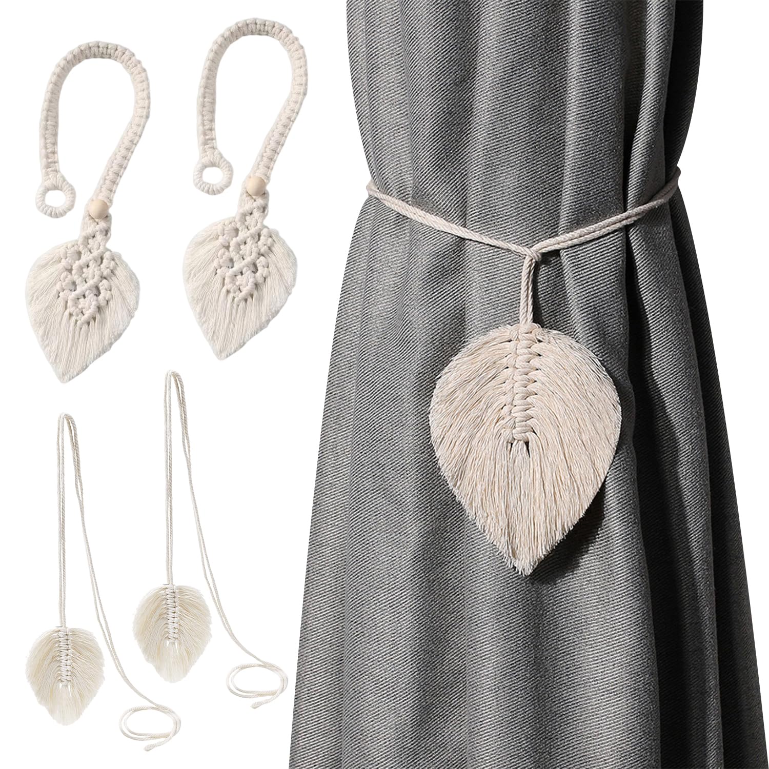 Pack Of 4 Curtain Ties, Curtain Holders, Door Curtain Ties, Curtain Ties Without Drilling, Curtain Cords, Curtain Holders, Adjustable Curtain Ties