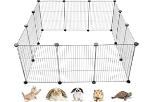 ALLISANDRO Small Animal Playpen, Small Animal Cage for Indoor Outdoor Use, Portable Metal Wire Yard Fence for Small Animal, Guinea Pigs, Bunny, Turtle, Hamster, 12 Panels (11.8x15.7)