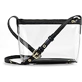 Clear Zipper Cross Body Bag with Vegan Leather Trim