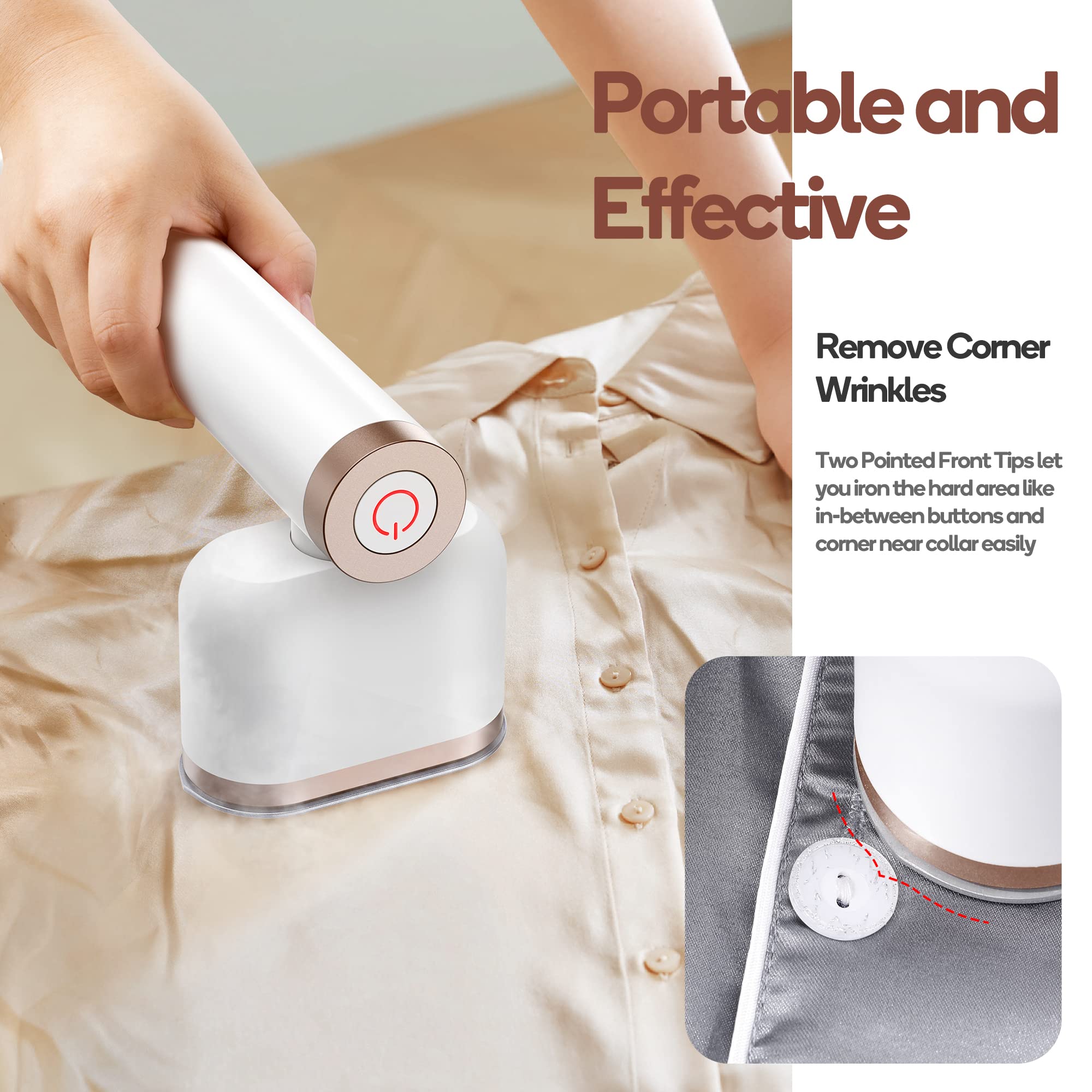 Newbealer Steamer for Clothes, 1200W Portable Steam Iron, 2 Steam Levels, Horizontal and Vertical Steaming, Dry Ironing, 15s Heat Up, Rotatable, 302°F Garment Wrinkle Remover (120V Only)