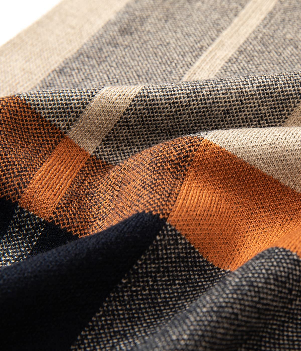 Villand Australian Merino Wool Tartan Knitted Scarf for Men, Plaid Winter Warm Thick Soft Neckwear with Gift Box