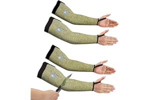 Schwer 2 Pairs CORE Arm Protection Sleeves S081, ANSI A5 Cut Resistant Sleeves with Thumbhole, Non-PFAS Flame Resistant Welding Sleeve for Work Kitchen, Farmer Sleeve for Gardening Arm Guards