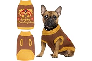 YUEPET Thanksgiving Dog Sweater with Turkey Pattern, Classic Knit Pullover Dog Clothes with Leash Hole Suitable for Medium Dogs (SM)