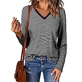 EVALESS Spring Summer Tops for Women Trendy V Neck Long Sleeve Shirts 2025 Basic T Shirts Loose Tee Clothes Casual Outfits