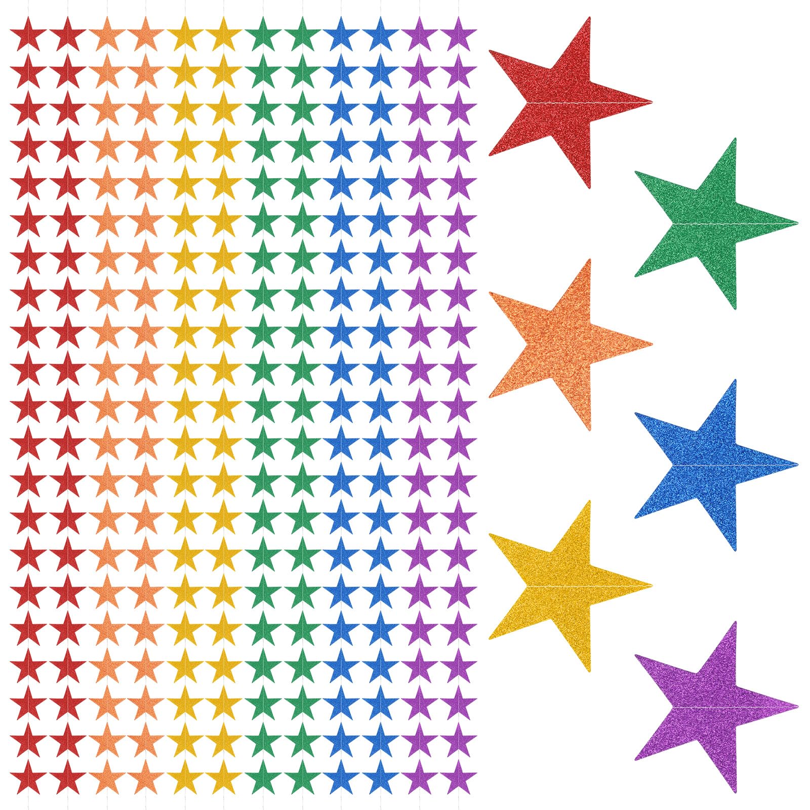 Photo 1 of ++2 PACK++Landical 12 Pcs Colorful Star Garland, 164 ft Glitter Hanging Paper Streamers Banner for Rainbow Birthday Party Decorations Classroom Valentine's Pride Month Candyland Baby Shower Party Supplies