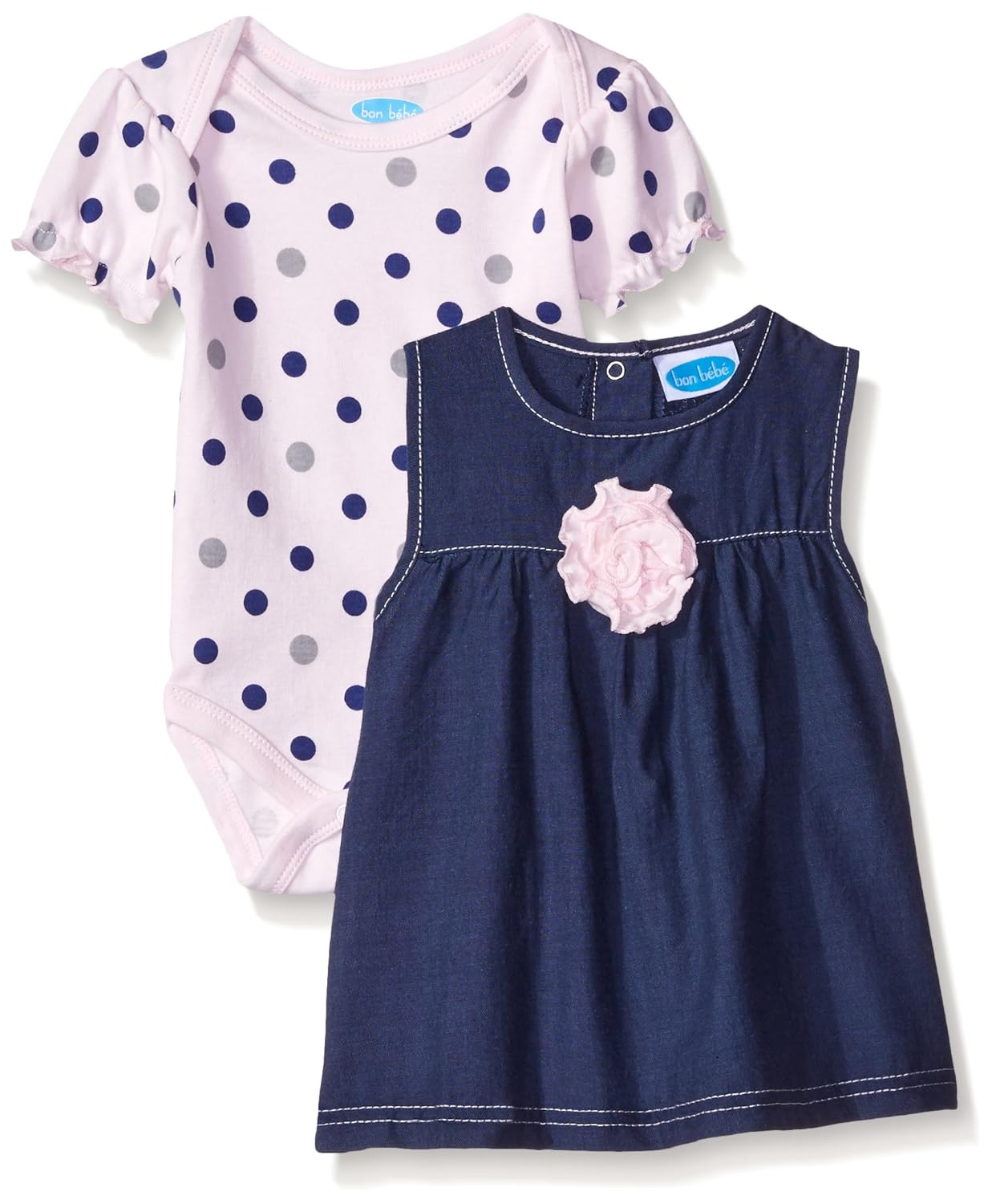 人気商品 ワンピースチュニック 3 Withシャンブレードレス ボディスーツ Set Piece Bebeベビー女の子2 Bon B01agmpayc ピンク Months 6 品多く Www Aiq Aiq Com Mx