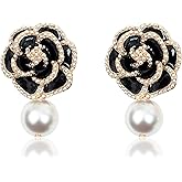 Fashion Imitation Pearl Floral Dangle Drop Earrings Studs for women
