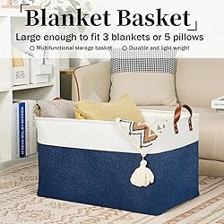 DULLEMELO 2-Pack Extra Large Blanket Basket Fabric
