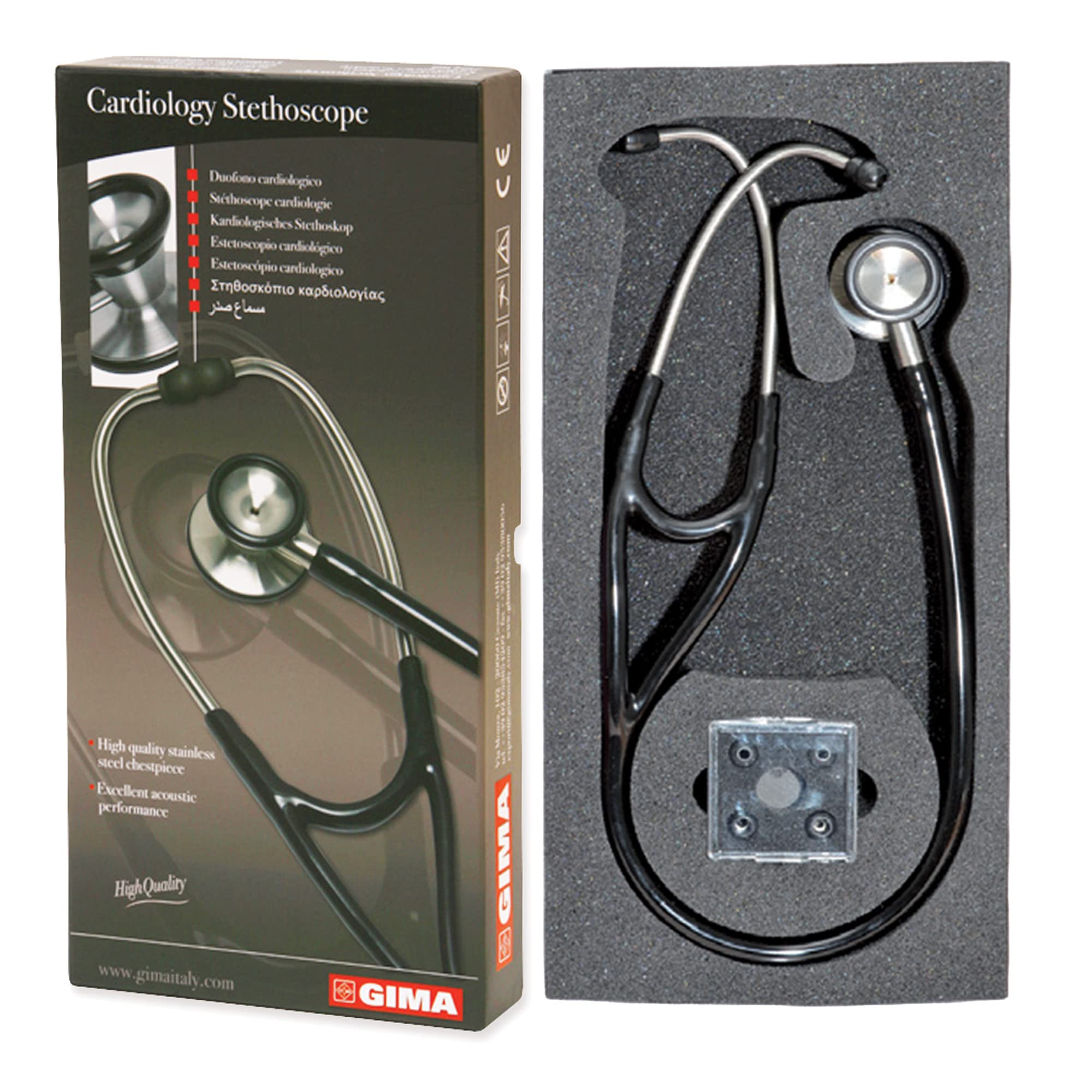 Cardiology dual head stethoscope - black tube, littmann type stethoscope, professional cardiology stethoscope