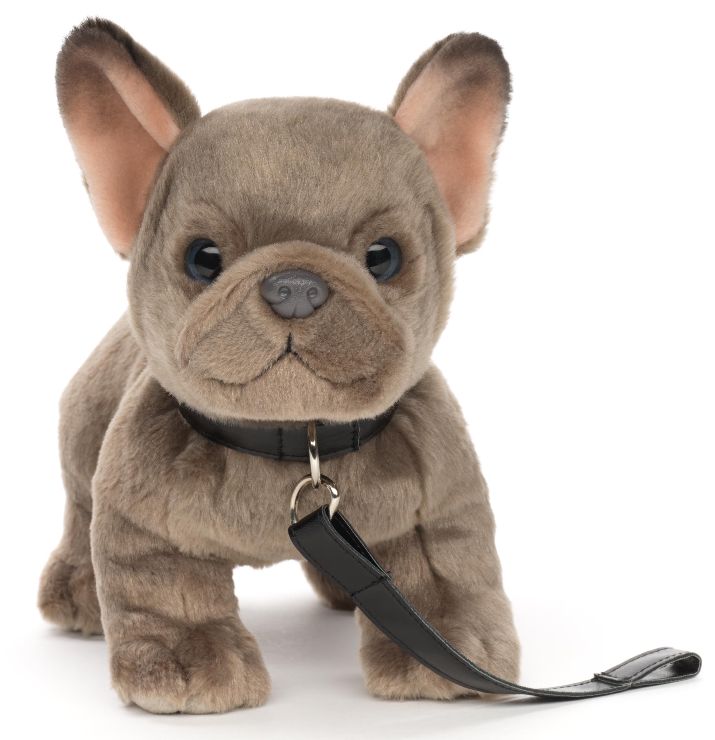 Uni-Toys - French Bulldog (Grey) with Lead - 26 cm (Length) - Plush Dog, Great Dane Pet - Plush Toy, Cuddly Toy