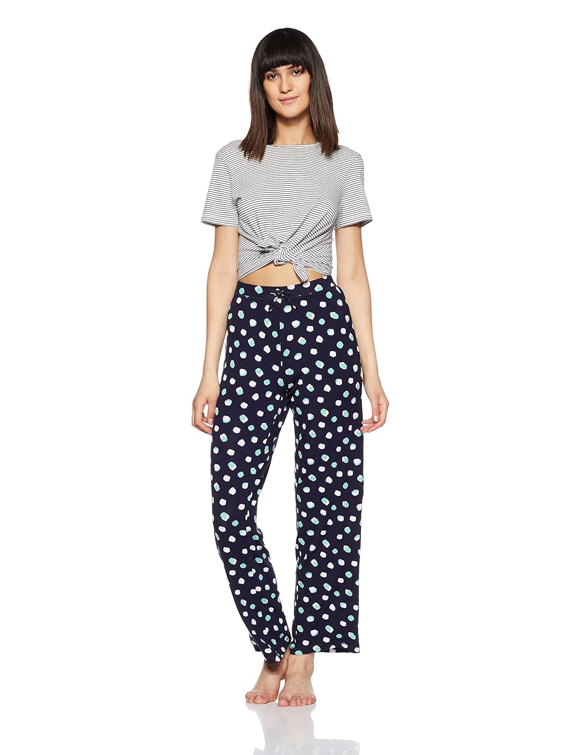 marks & spencer women's printed pyjama bottom (1276p_navy mix_m)