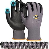 MSNCO Safety Work Gloves 6/12 Pairs Micro Foam Nitrile Coated Endurance Seamless Knit Nylon ,Wear-resistant mechanical gloves