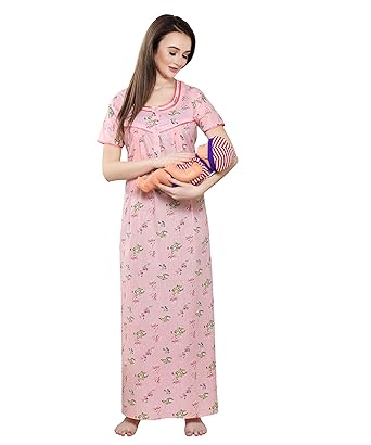 AV2 Women Printed Maternity Feeding Nighty