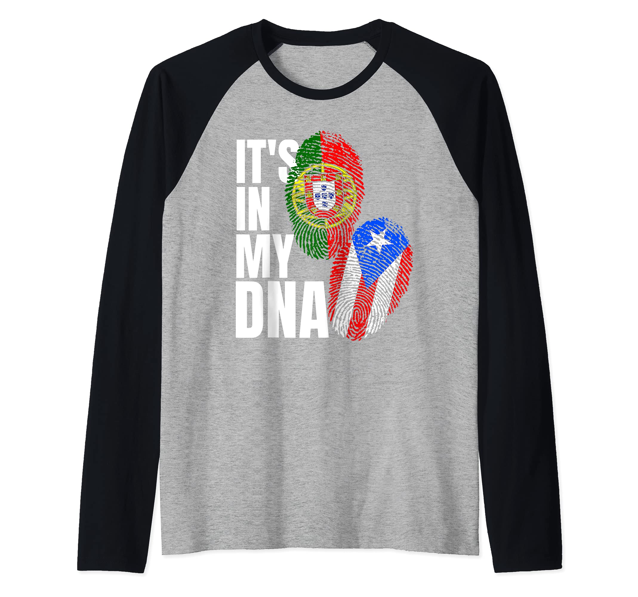 Portuguese Mix Puerto Rican DNA Flag Heritage Raglan Baseball Tee