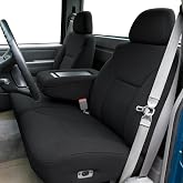 Fioqe Front 60/40 Split Bench Seat Covers for Chevy Silverado Tahoe GMC Sierra 1995-2000 Front 60/40 Split Bench Seat with Opening Center Console Composite Fabric - Black