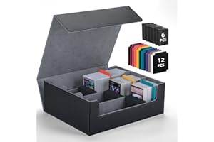 Astrell Trading Card Storage Box with 12 Dividers and 6 Foam Stoppers, Large Capacity Sturdy Leather Strong Magnetic Closure MTG Commander Deck Box, Case for TCG MTG Sport Card (Holds 1800+)