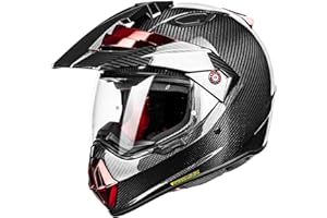ILM Carbon Fibre Snell M2020D Full Face Motorcycle Adventure Helmet Auto Car Racing for Men Women Dual Sport Off-road Helmet Model L13(Carbon Fiber Red,Large)