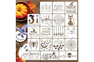 MYJMN Halloween Stencils for Door Mats Large Halloween Rug Doormat Stencil for Painting on Wood Crafts Shirts Reusable Glass Door Hanger Sign (spooky18)