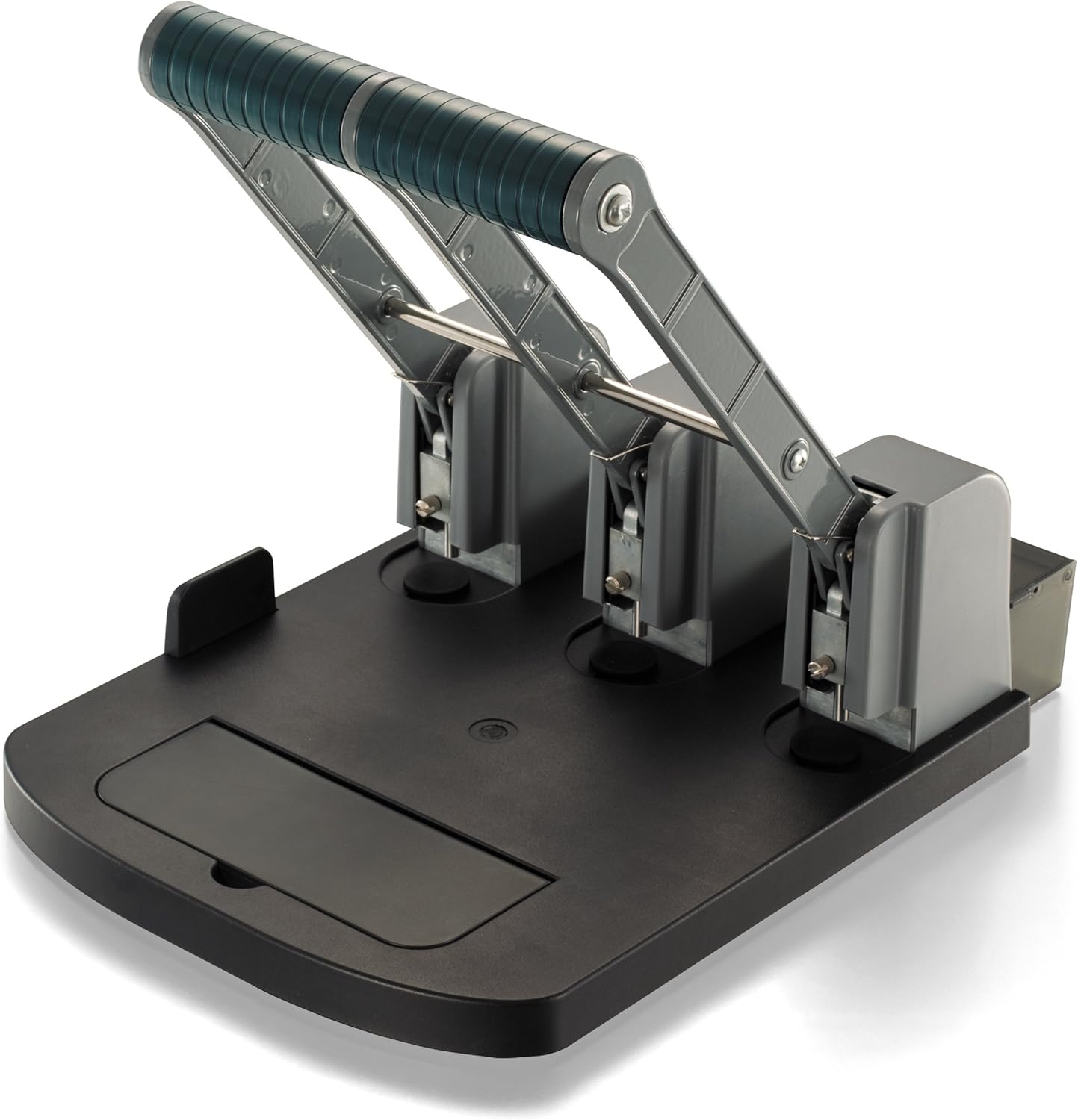 Officemate Ergonomic Super Heavy Duty 3 Hole Eco Punch, 160 Sheet Capacity, Recycled, Black/Gray/Green (90111)