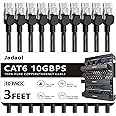 Jadaol Cat6 3ft 10 Pack Patch Cable, 10Gbps High-Speed Ethernet, Support Cat8/7 Network, 24AWG Pure Copper, RJ45 Gold-Plated Connectors, LAN Network Cable for Patch Panel to Switch, Black