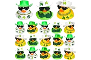 Cinrobiye 24 Set St. Patrick's Day Rubber Ducks Irish Lucky Decorations Duckies Bulk DIY Green Mini Ducks for Holiday Home Sc