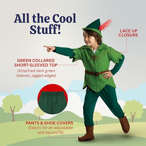 sachin and babi light blue dress Dress Up America Forest Hunter Costume for Kids – Classic Fairy Tale Dress- Up Outfit for Boys and Girls in Dubai - UAE