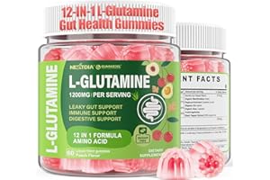 NEXTDIA L-Glutamine 1200mg Gut & Immune Support Gummies,Leaky Gut Repair Supplement with Slippery Elm,Marshmallow Root,Ginger Root,Arabinogalactan,Organic Aloe,Vitamin C,Vitamin D3,Zinc,Sugar-Free | 60 Count